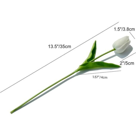 20pcs White Artificial Tulip Silk Fake Flowers 13.5" for Spring Easter Gifts - Picture 2 of 7